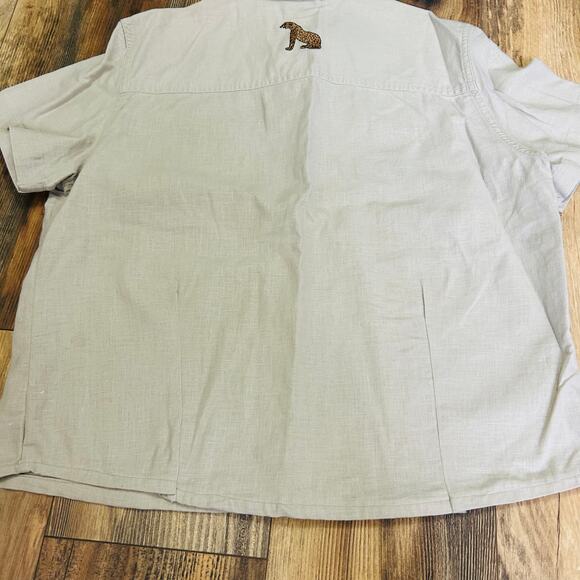 Vintage Safari Shirt Button Up Linen Blouse Animal Print Rhinestone Cabin Creek - Picture 5 of 9